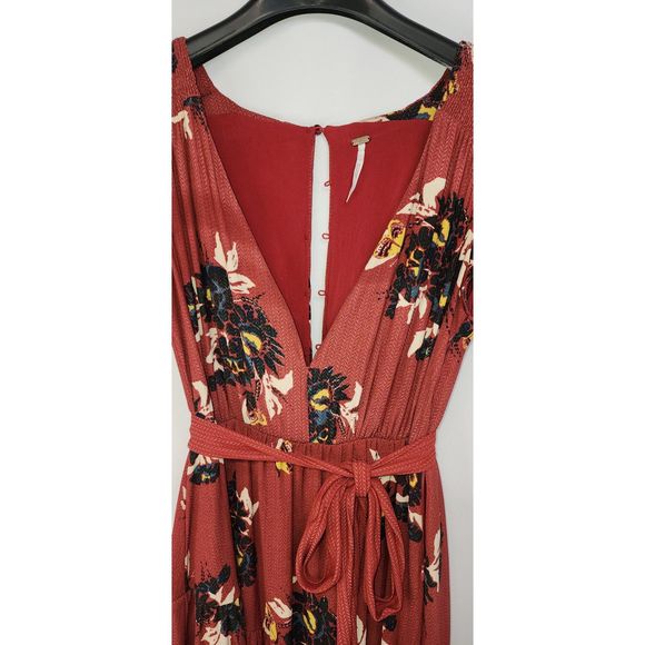 Free People All I Got Tiered Red Floral Maxi Dress Size 2 - Picture 8 of 9